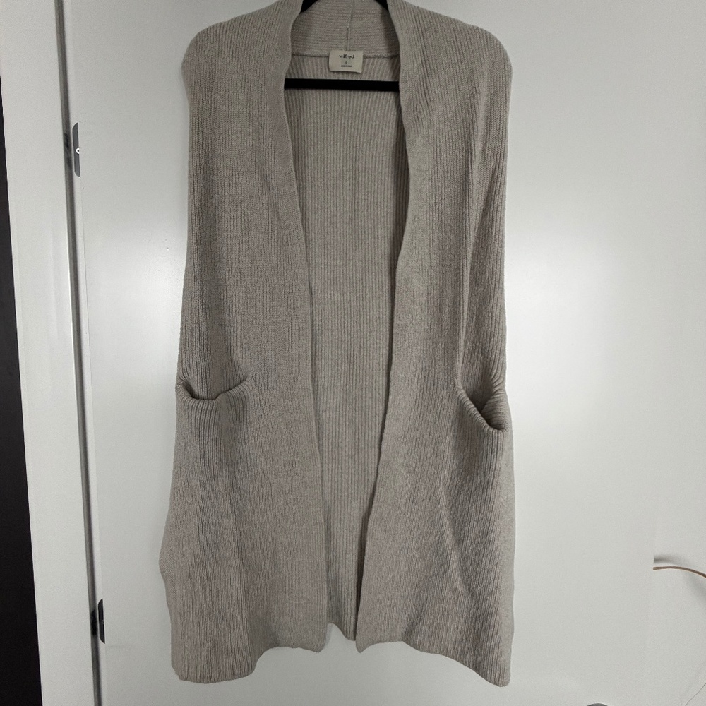 Wilfred Long grey sleeveless cardigan